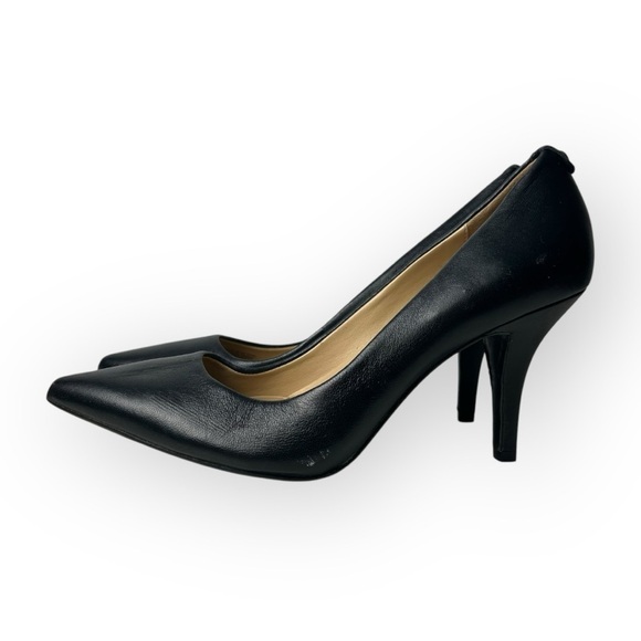 Michael Kors Dorothy Black Leather Pumps Pointed Toe High Heels 7.5 - Picture 3 of 11